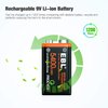 EBL Rechargeable 9V Lithium Batteries, 5400mWh USB 9 Volt Li-ion Batteries Long-Lasting(2 Pack)