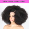 13x6 Afro Curly Lace Front Wigs Human Hair 200% Density 13x6 Transparent Frontal Wigs Human Hair for Women Pre Plucked Curly Glueless Wigs Human Hair Pre Plucked Knots Bleached Black Wigs 22 Inch
