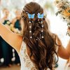 Bartosi Butterfly Hair Clips Blue Butterfly Hair Clip Tassel Hair Pins Cute Rhinestone Hair Barrettes Hair Accessories for Women and Girls (Pack of 2)