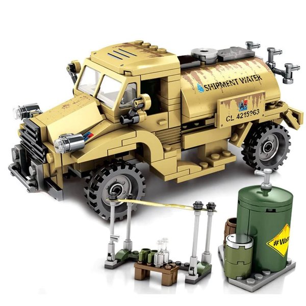 General Jim's Military Brick Building Set - WW2 Army Water Tanker Truck Vehicle Building Blocks Model Perfect for World War 2 and Brick Enthusiasts Including Teens and Adults