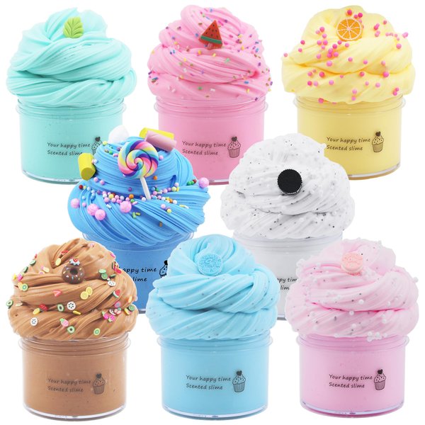8 Pack Butter Slime Kit for Girls,Party Favors Stretchy and Non-Sticky, Stress Relief Toy for Boys,Soft DIY Slime for Kids