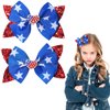 4th of July Bows Hair Clips, 4th of July Hair Accessories for Women Girls Patriotic Hair Clips Bows Red Sequins Barrette Red White and Blue Accessories