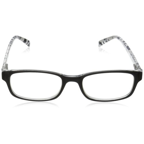 Foster Grant Women's Adalia Round Reading Glasses, Black/Transparent, 59 mm, 1.25