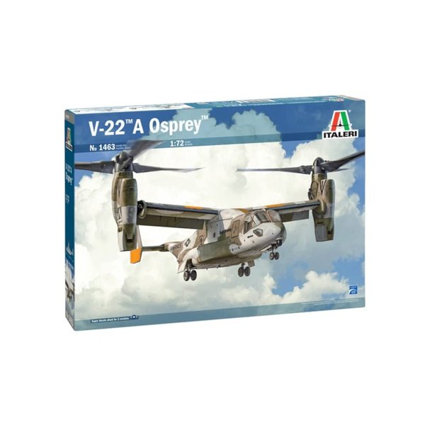 Italeri -1463 V-22 A Osprey, 1:72 Scale, Model Kit, Plastic Model to Assemble, Modeling, Grey, IT1463