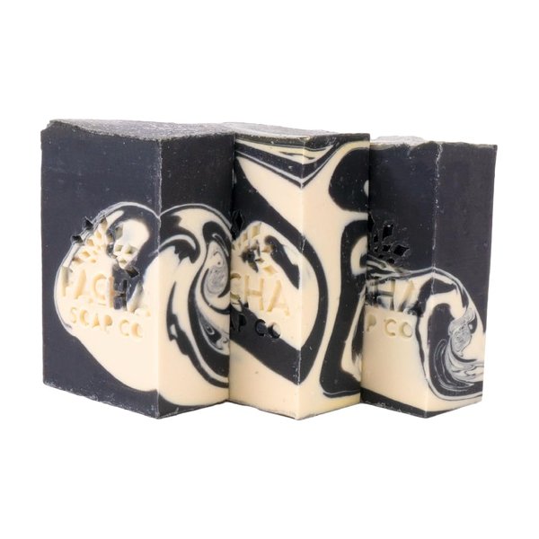 Pacha Bar Soap 3 Pack | Premium, Handcrafted, Hydrating | Natural Face Wash, Hand Cleanser, Body Wash | Soothing Essential Oils, 4 oz (Charcoal)