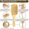 Bamboo Hair Brush Comb Set for Women Men, Wood Bristle Paddle Detangling Brush, Wide Tooth Comb for Curly Wavy Thick Thin Wet Dry Hair, Brush Cleaning Tool Included - 4 Pack