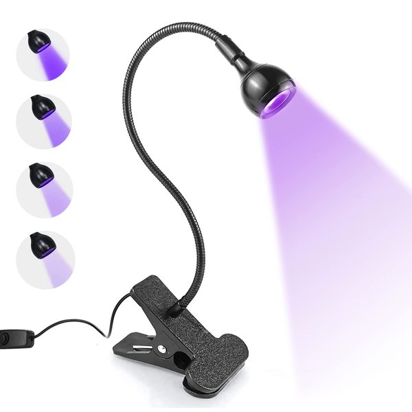 BUCICE 3W UV Nail Lamp, Hands Free Gel LED Dryer Polish Curing Lamps Rotated with Fixed Clip for Nails