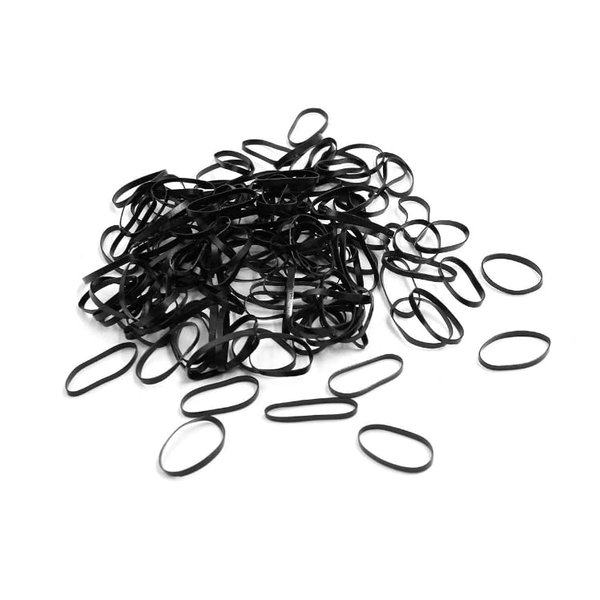 SBWC Black Rubber Band Soft & Smooth Basic Everyday Wear Thin Elastics Stretchy Hair Tie Ponytail holder Med, for Women/Girls (pack of 300)