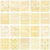 Gold Flowers Nail Art Sticker, KISSBUTY 20 Sheets Metallic Flowers Vine Nail Decals 3D Flower Lace Nail Adhesive Stickers Leaves Nail Art Decor Gold Floral Nail Decor Manicure