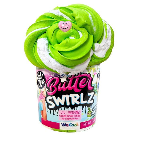 COMPOUND KINGS Fluffy Butter Swirlz Slime Jar |Sensory Toys | Non-Sticky | Stress Relieving Tactile Play | Green Apple | Ages 4+