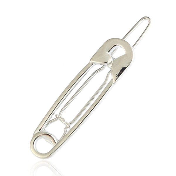 6 Pcs Silver Hair Pins Hair Clips Alloy Safety Pin Shape Hairpin Barrettes Hairdressing Tool Hair Accessories for Women and Girls
