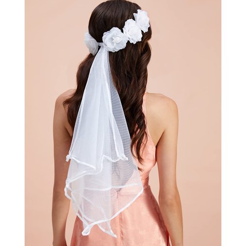 xo, Fetti Bachelorette Party Veil - Boho Flower Crown | Bridal Shower Veil | Bride to Be Gift, Bachelorette Favor + Engagement Decoration