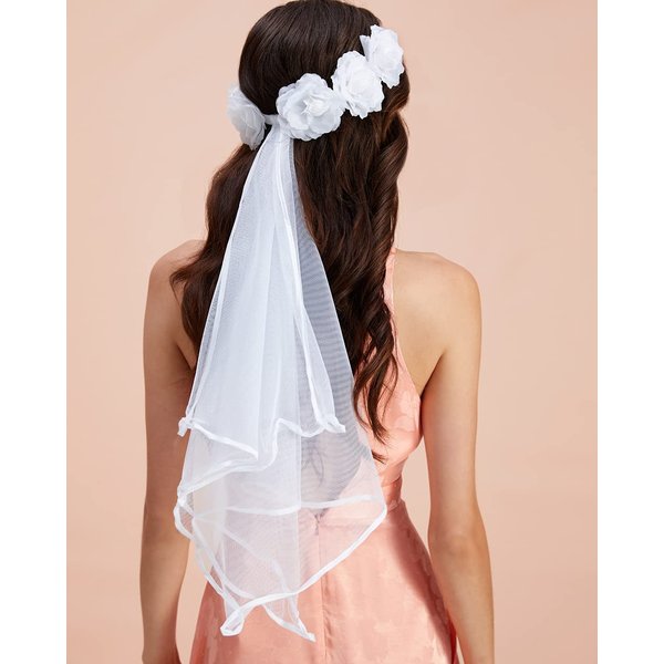 xo, Fetti Bachelorette Party Veil - Boho Flower Crown | Bridal Shower Veil | Bride to Be Gift, Bachelorette Favor + Engagement Decoration