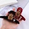 Pokinge 2 Pcs Kawaii Bear Hair Claw Clip Faux Fur Flocking Hair Crab Clip Hairpins Strong Hold Animal Hair Catch Barrette Headwear for Women Girls(Multi-colored)