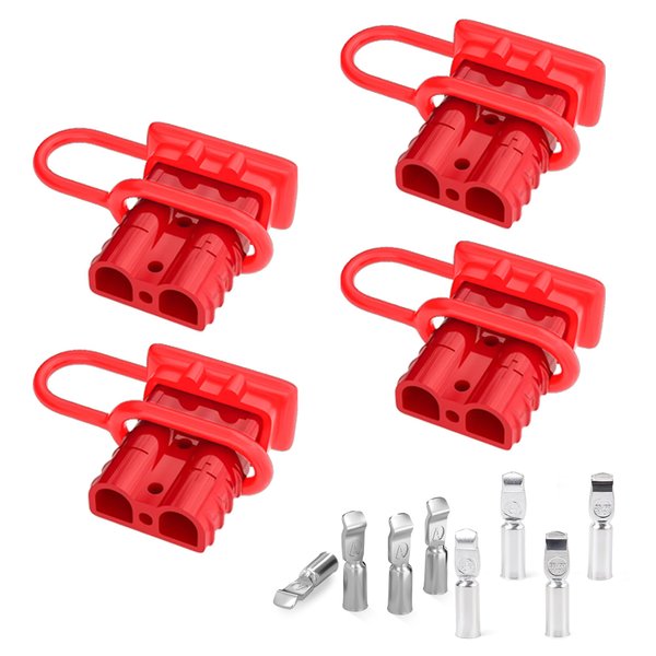 jamgoer Anderson Connector 50A 6-12 Gauge Battery Quick Connect/Disconnect Plug Kit 12V-36V for Car ATV Winch Trailer Motor, 4 Pack Red