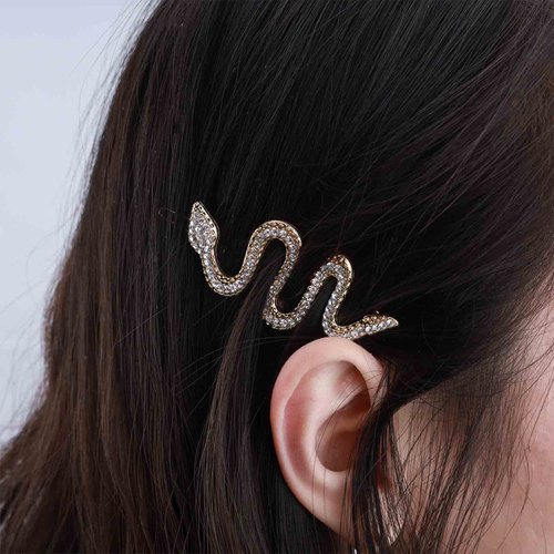 Iaceble Bohemia Crystal Hair Clip Barrette Gold Snake Hairpin Clip Metal Serpent Hair Barrette Sparkly Rhinestone Hairclips Pin Hair Accessories for Women and Girl Headdress (gold)