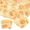 4 Pcs Stay Groovy Tablecloth Retro Hippie Boho Party Table Covers Daisy Flower Bohemian Rainbow Tablecloths Disposable Waterproof Table Cover 60s Theme Birthday Party Decor Supplies (42.5 x 70.8 Inch)