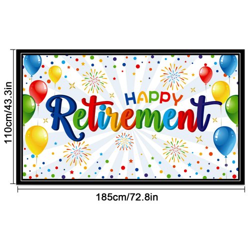 Retirement Banner Retirement Party Decorations Colorful Retirement Banner Giant Retirement Backdrop Photography Photo Shoot Background for Retirement Theme Party Supplies