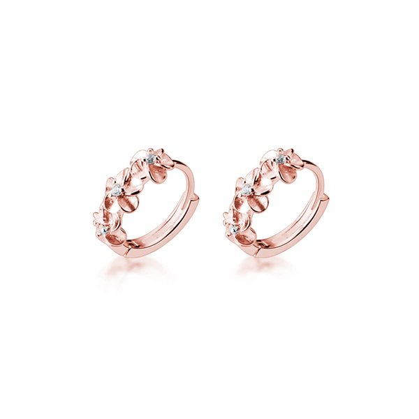 SLUYNZ 925 Sterling Silver Plumeria Flowers Hoop Earrings for Women Teen Girls Small Hoop Earrings Pretty Flowers Huggie (Rose Gold Plated)