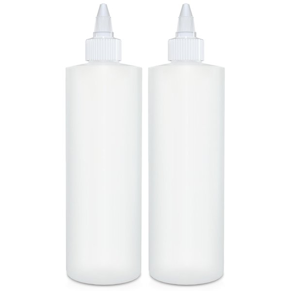 BRIGHTFROM Condiment Squeeze Bottles, 12 OZ Empty Squirt Bottle with Twist Top Cap, Leak Proof - Great for Ketchup, Mustard, Syrup, Sauces, Dressing, Oil, Arts and Crafts, BPA FREE Plastic - 2 PACK
