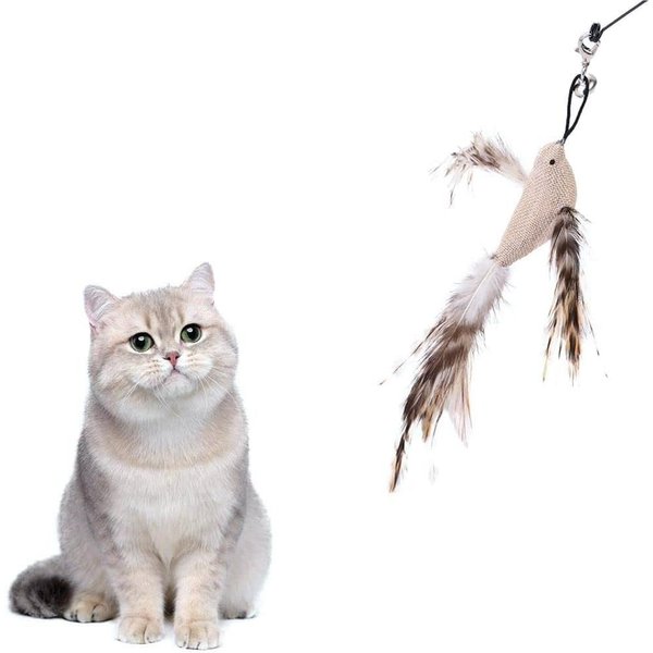 DPWOUM Cat Feather Toys, Interactive Cat Toy with Feather Refills, Cat Wand Toy for Indoor Interactive Cat Feather Toys