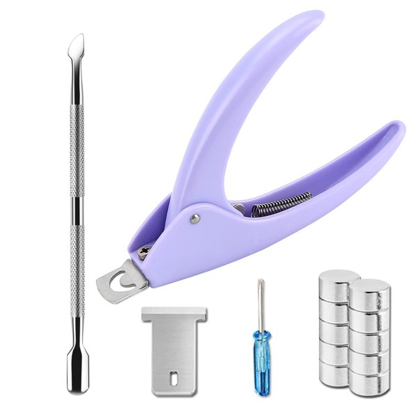 Dr.nail Acrylic Nail Clippers with Magnets Sizer, Fake Acrylic Nail Cutter for Nail Tips False Gel Nail Tips Cutters, Artificial Nail Tip Trimmer Almond Nail Shaper Nail Tools with Cuticle Pusher
