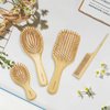 DEBETOOL Bamboo Hair Brush and Comb Set for Women Men and Kids,Natural Bamboo wood Wide-tooth brush and tail comb - Paddle Detangling Brush for Wet Dry Curly Hair