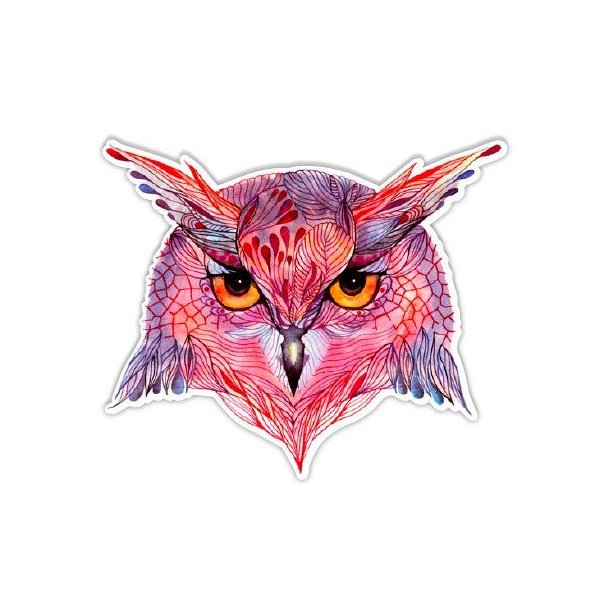 Owl Beautiful Drawing - 8" Vinyl Sticker - for Car Laptop I-Pad - Waterproof Decal