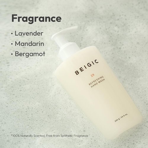 BEIGIC Refreshing Hand Wash | Vegan Hand Soap Foam w/Baobab Seed Extract, Soapbark Extract & Lavender Oil | Hypoallergenic Hand Soap Liquid | Gentle Hand Soap for Sensitive Skin (10.6 oz)