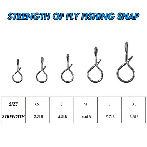 Alwonder 150PCS/Box Fly Fishing Snap, 5 Sizes Stainless Steel Quick Change Lure Snaps No Knot Snap Quick Snap Fast Snap Lure Connector for Jigs Lures Fishing Clips Swivels Fishing Tackle