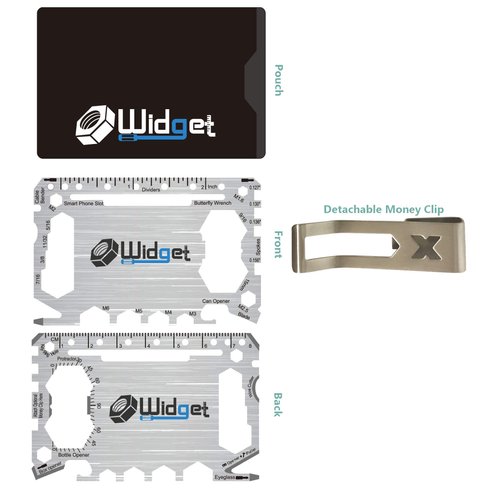 W4W, Multi purpose survival Pocket tool - 43 in 1 - credit card wallet size Ninja Multitool With Money Clip (Silver)