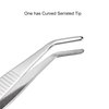 VictorsHome 5-1/2 Inch Stainless Steel Tweezers with Straight and Curved Serrated Tip Multipurpose Forceps for Craft Repairing 2 Pack