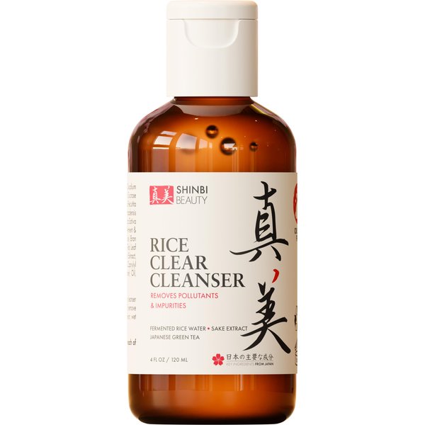 Shinbi Beauty Japanese Face Wash Skincare Products - Japanese Rice Water Green Tea Cleanser - 99% Naturally Derived Japanese Beauty 4oz