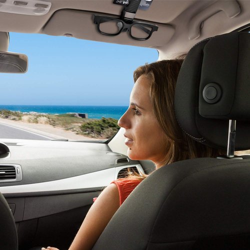 4 Pieces Glasses Holders for Car Sun Visor, Sunglasses Holder Clip Hanger Eyeglasses Mount, Double-Ends Clip 180 Degree Rotational Car Glasses Holder (Black)