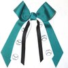 Sublimation Specialties Softball Baseball Hair Bow - Made in The USA, White Pony Band (Teal/Black)