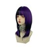 WKLOUYHE Short Straight Wig with Bangs for Women Shoulder Length Bob Women's Synthetic Wigs Heat Resistant Hair for Cosplay Halloween Daily Party Use (Black and Purple)