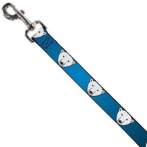 Dog Leash Polar Bear Repeat Black Blue Fade 4 Feet Long 0.5 Inch Wide