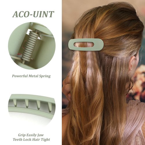 ACO-UINT 8 Pack Flat Hair Clips for Women, Flat Claw Clips Flat Clips for Hair Lay Down Hair Clips for Thin Thick Hair, Alligator Hair Clips Hair Accessories for Women