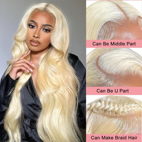 Alimubi hair 613 Lace Front Wig Human Hair Blonde Wig Human Hair 13x4 Body Wave Lace Front Wigs 180 Density 613 Body HD Lace Frontal Wig Glueless Wigs Human Hair Pre Plucked 26 inch