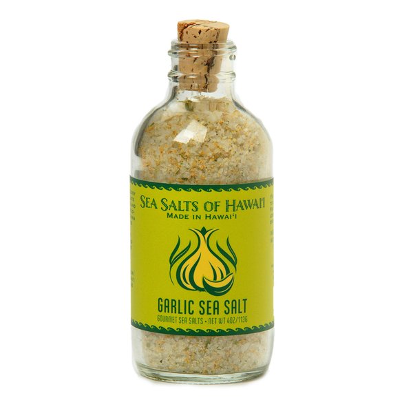 Sea Salts Of Hawaii Garlic Salt Flavored Hawaiian Sea Salt, 4 Ounce Bottle - Made in Hawaii