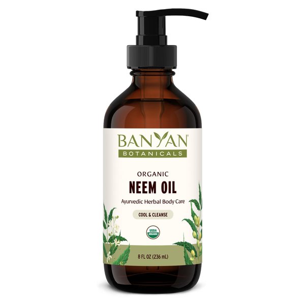 Banyan Botanicals Organic Neem Oil – Cooling & Soothing Ayurvedic Neem Oil – Supports Healthy Radiant Skin – 8 oz. – Non-GMO Sustainably Sourced Abhyanga Massage Oil