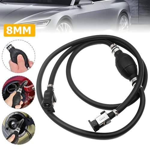 BESULEN 5/16" 6FT Car Fuel Line Assembly, Universal Dia Hose Marine Boats Outboard Motor RVs, Assembly with Primer Bulb Steel Hose Clamps, Compatible with Gas Diesel Petrol Tractor Caravan