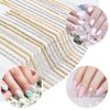 GOMAKERER 12 Pcs 3 Styles Nail Chains, Alloy Nail Rhinestone Chains Imitation Pearl Chains Nail Art Decoration for Women DIY Manicure Tips Decor Jewelry Making