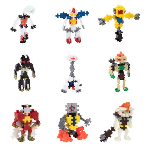 PLUS PLUS - Set of 9 Mystery Makers - Robots & More - Construction Building Stem/Steam Toy, Party Favors, Interlocking Mini Puzzle Blocks for Kids