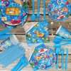 PHOGARY 93 PCS Summer Pool Party Supplies Tableware Set Serves 8, Pool Party Decorations Includes Pool Party Plates, Napkins, Straws, Spoons, Forks, Cups for Hawaii Beach Birthday Party Decorations