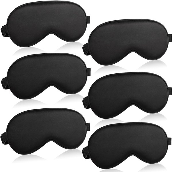 Eye Mask for Sleeping 6 pcs Sleep Mask Bulk Blindfold for Women and Men Adjustable Soft Sleepmask Black 6 Pack