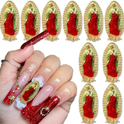 Virgin Mary Nail Charms for Acrylic Nails, 3D San Judas Nail Charm Alloy Virgin Mary Charms for Nails Kawaii Jesus Christ Buddha Nail Art Charms Metal Nail Jewels for Nail Art Nail Supplies,10pcs/bag