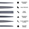 KALIM Mini Needle File Set (Carbon Steel 6 Piece-Set) Hardened Alloy Strength Steel - Set Includes Flat, Flat Warding, Square, Triangular, Round, and Half-Round File(6'' Total Length)