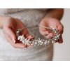 SWEETV Rhinestone Bridal Headband Silver Crystal Tiara for Women Pearl Wedding Headpieces for Bride Hair Accessories for Prom Birthday Party