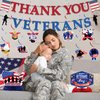 Veterans Day Party Decorations,Thank You Veterans Banner Hanging Swirls and Table Decorations Honeycomb Centerpieces for Veterans Police Military Army Employees, Memorial Day Veterans Day